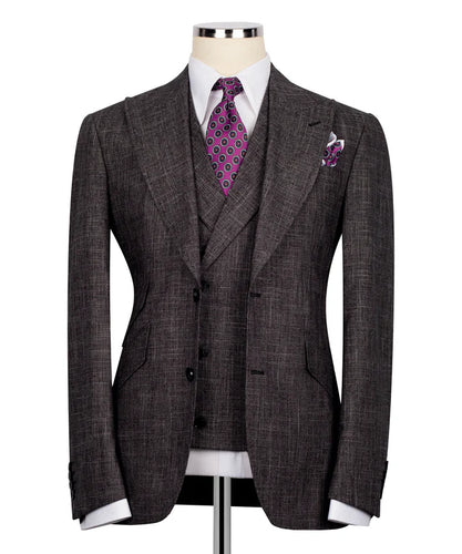 Brown Plaid Three Piece Suit