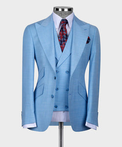 Light Blue Classic Vest Suit