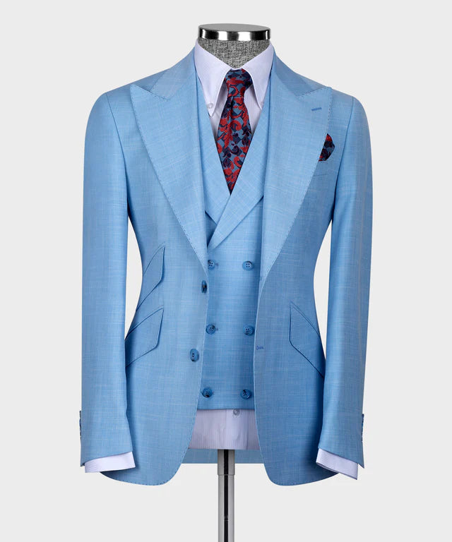 Light Blue Classic Vest Suit