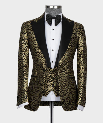 Gold-Black Leopard Print Tuxedo