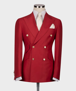 Red Double-Breasted Suit with Gold Buttons