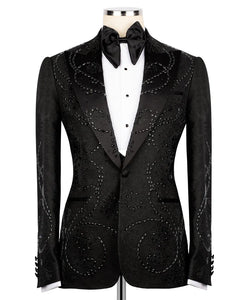 Hand Made Black Tuxedo with Front & Back Stone