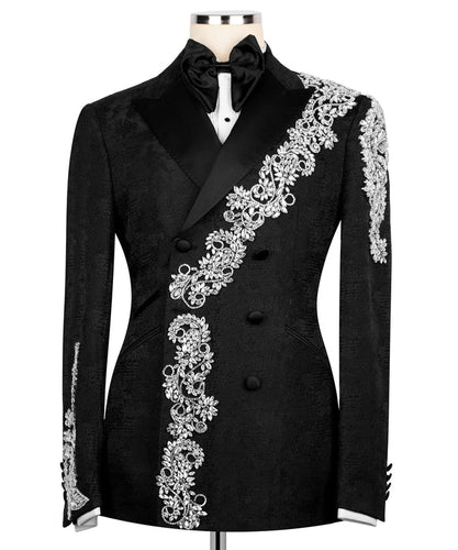 Black- Silver Embroidered Tuxedo
