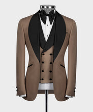 Load image into Gallery viewer, Light Brown Tuxedo With Black Wide Lapel