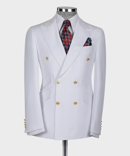 White Gold Button Double- Breasted Suit