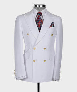 White Gold Button Double- Breasted Suit