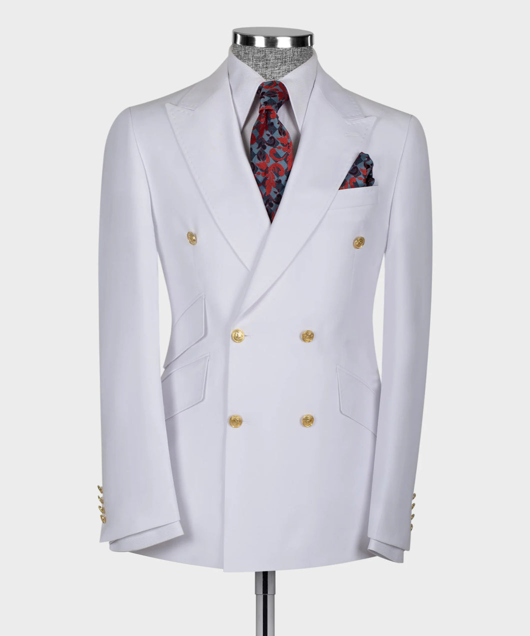 White Gold Button Double- Breasted Suit