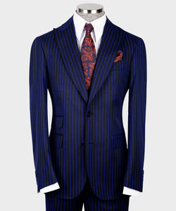 Navy Striped Classic Vest Suit