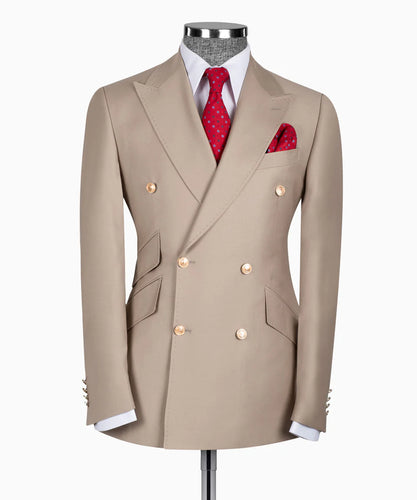 Beige Double - Breasted Suit
