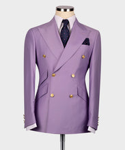 Load image into Gallery viewer, Lavender Double- Breasted Gold Button Suit