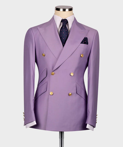 Lavender Double- Breasted Gold Button Suit