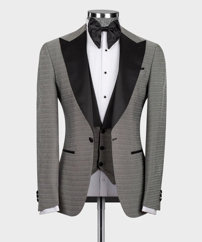 Grey Tuxedo with Black Satin Colar