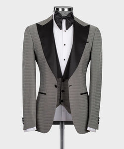 Grey Tuxedo with Black Satin Colar
