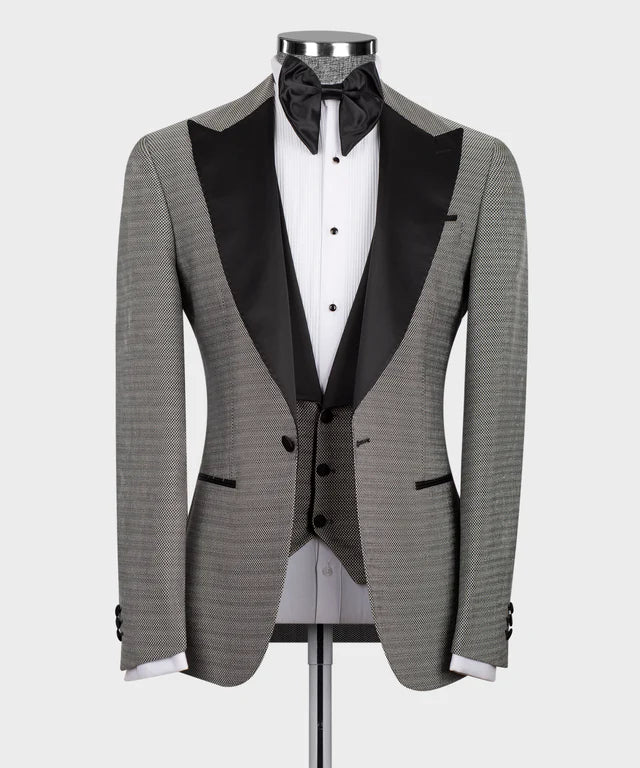 Grey Tuxedo with Black Satin Colar