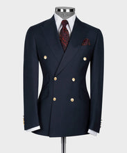 Load image into Gallery viewer, Navy Double Breasted Gold Button Suit