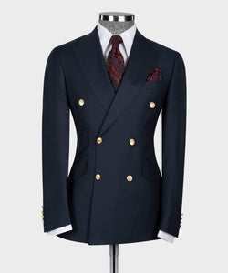 Navy Double Breasted Gold Button Suit