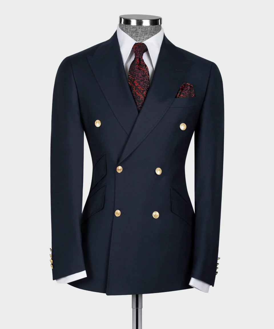 Navy Double Breasted Gold Button Suit