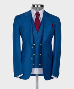 Blue Gold Button Classic Suit