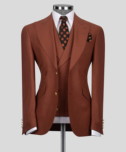 Rust Orange Classic Vest Suit
