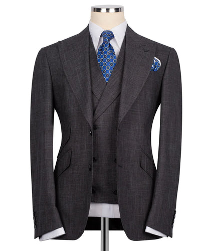 Brown-Grey Plaid Three Piece Suit