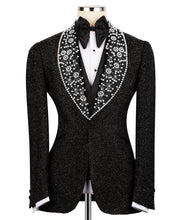 Load image into Gallery viewer, Black Silver Gemstone Detailed Tuxedo