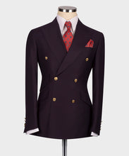 Load image into Gallery viewer, Burgundy Double - Breasted Gold Button Suit