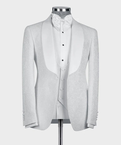 White Tuxedo with White Satin Collar