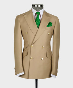 Gold Six Button Camel Double- Breasted Suit