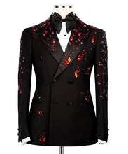 Load image into Gallery viewer, Black Tuxedo with Red Stone Embroidery
