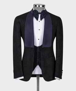 Navy Blue Embossed Tuxedo