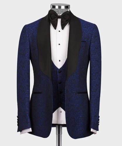 Blue Tuxedo With Black Satin Collar