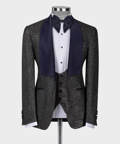Dark Grey Embossed Tuxedo