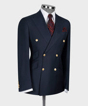 Load image into Gallery viewer, Navy Double Breasted Gold Button Suit