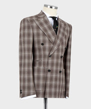 Load image into Gallery viewer, Dark Brown Plaid Double Breasted Suit