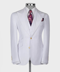White Classic Vest Suit