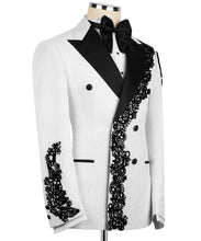Load image into Gallery viewer, White Jewelry Tuxedo with Black Rhinestones