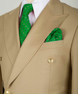 Gold Six Button Camel Double- Breasted Suit