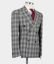 Load image into Gallery viewer, Gray Plaid Double Breasted Suit