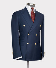 Load image into Gallery viewer, Navy-Blue Double-Breasted Gold Button Suit