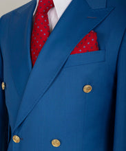 Load image into Gallery viewer, Gold Six Button Blue Double-Breasted Suit