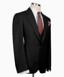 Black Plaid Three Piece Classic Suit