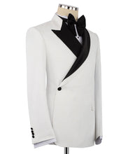 Load image into Gallery viewer, White, Black Double Breasted Tuxedo