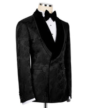 Load image into Gallery viewer, Black Flower Print Double Breasted Tuxedo