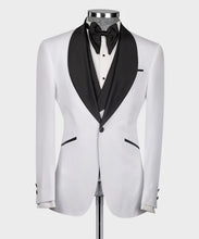 Load image into Gallery viewer, White Tuxedo With Black Wide Lapel&nbsp;