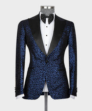 Load image into Gallery viewer, Blue- Black Leopard Print Tuxedo