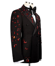 Load image into Gallery viewer, Black Tuxedo with Red Stone Embroidery