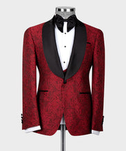 Load image into Gallery viewer, Red Tuxedo with Black Satin Collar