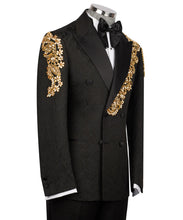 Load image into Gallery viewer, Gold Stone Embroidered Black Tuxedo