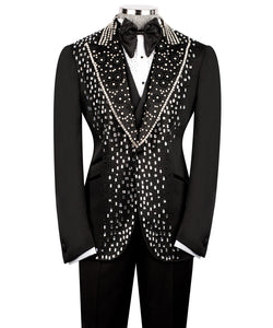 Black Silver Embroidered Tuxedo