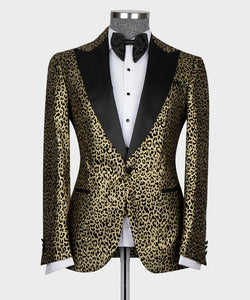 Gold-Black Leopard Print Tuxedo